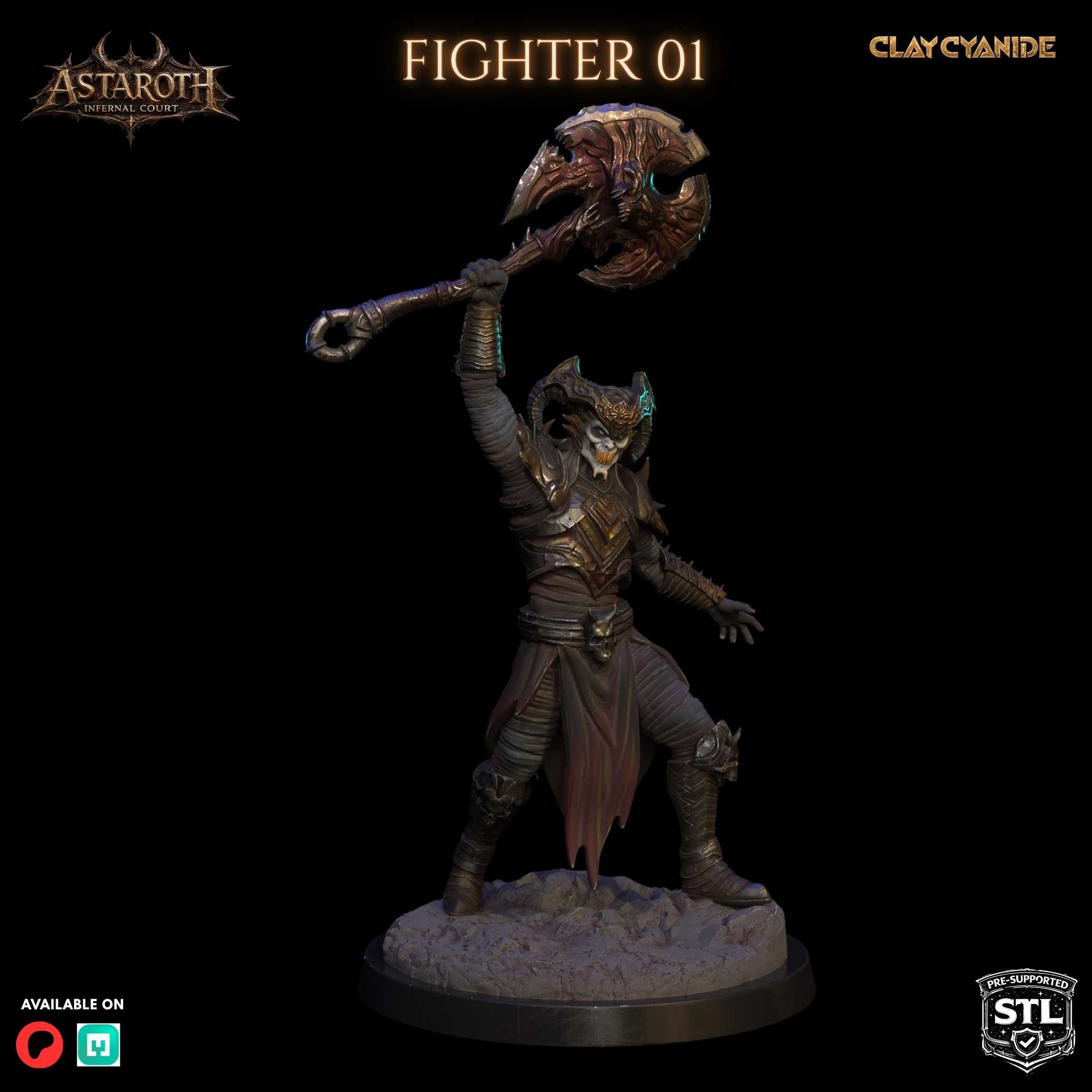 Astaroth Fighter miniature STL — Clay Cyanide Legion of Astaroth villain set